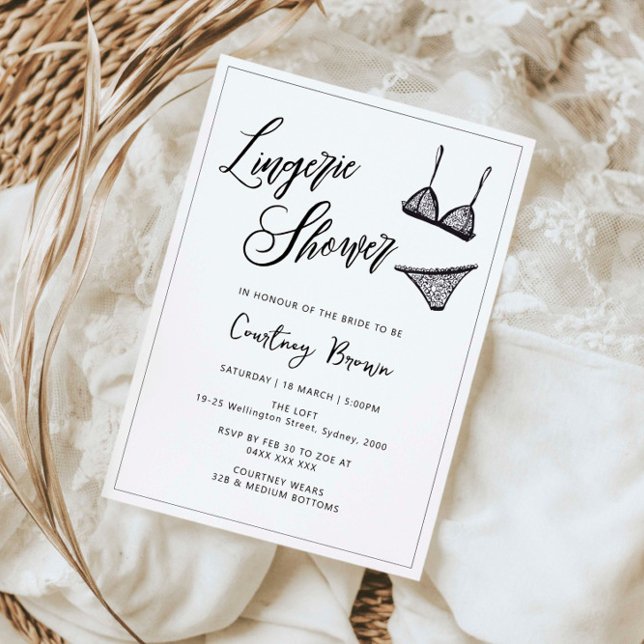 Minimalist hand drawn lingerie shower invitation (Creator Uploaded)