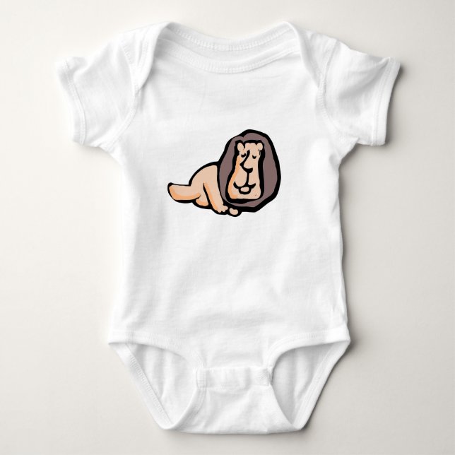 Minimalist Hand-Drawn Lion Baby Bodysuit (Front)