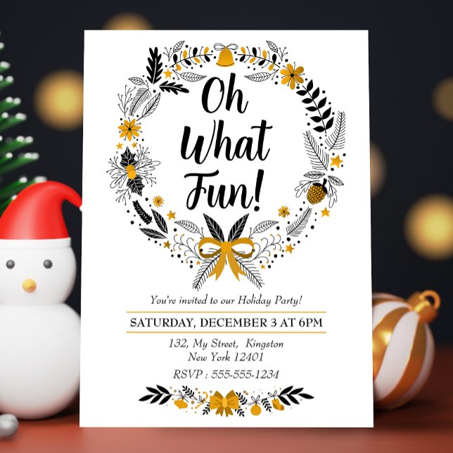 Minimalist hand-drawn Oh What Fun Christmast Party Invitation (Creator Uploaded)