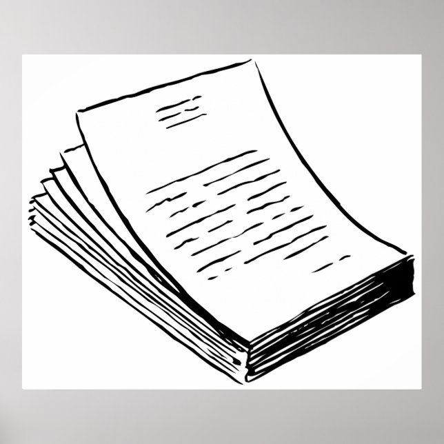 Minimalist Hand-Drawn Stack of Paper Poster (Front)