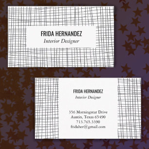 Minimalist Hand-drawn Stripes Grid Lines Chic Bold Business Card