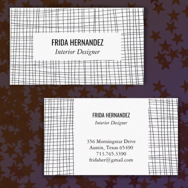 Minimalist Hand-drawn Stripes Grid Lines Chic Bold Business Card (Creator Uploaded)