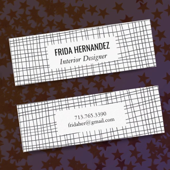 Minimalist Hand-drawn Stripes Grid Lines Chic Bold Mini Business Card (Creator Uploaded)
