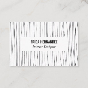 Minimalist hand drawn stripes lines black white business card