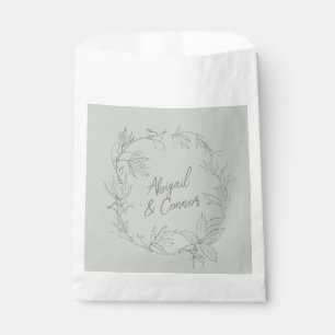 Minimalist Hand-drawn Vines Sage Green Grey Favour Bags