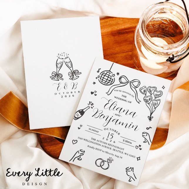 Minimalist Hand Drawn Wedding Party Invitation (Creator Uploaded)