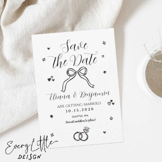 Minimalist Hand Drawn Wedding Party Save The Date