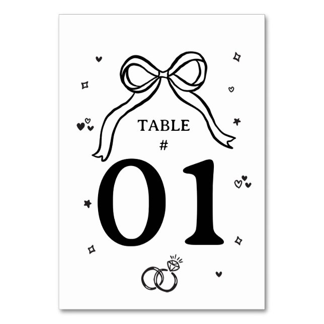  Minimalist Hand Drawn Wedding  Table Number (Front)