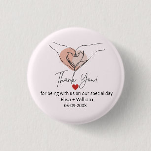 Minimalist Hand Heart Gesture Wedding Guest Gift B 3 Cm Round Badge