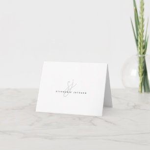 Minimalist Hand Lettered Script Initials Monogram Thank You Card