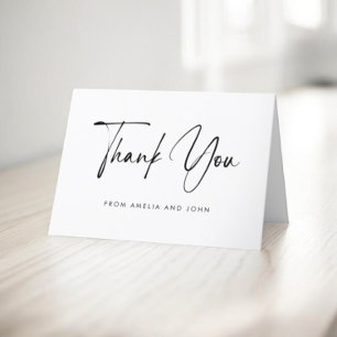 Minimalist Hand Lettered Typography Photo Thank You Card