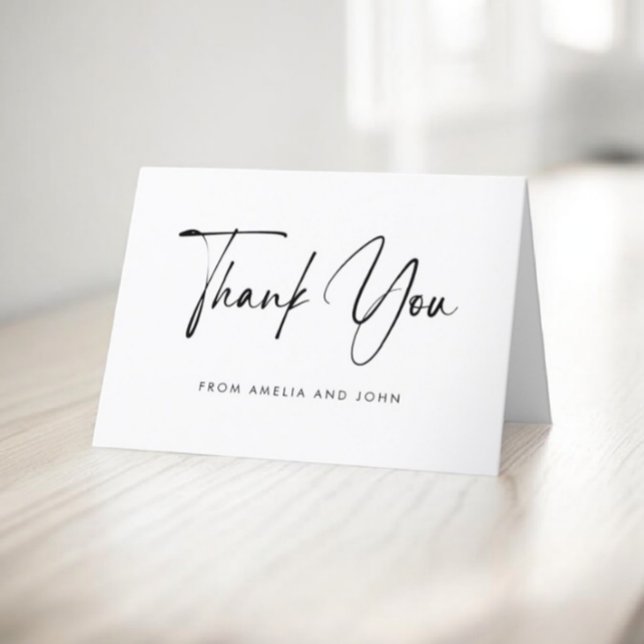 Minimalist Hand Lettered Typography Photo Thank You Card (Creator Uploaded)