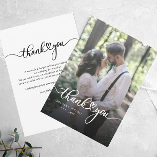 Minimalist Hand-Lettered Wedding Photo Thank You Card