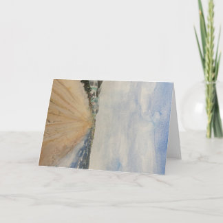 Minimalist hand painted, water colour, beach scene note card