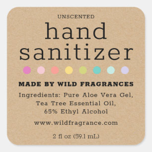 Minimalist Hand Sanitizer Soap Faux Kraft Square Sticker