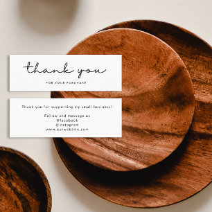 Minimalist Hand Written Thank You Mini Business Card