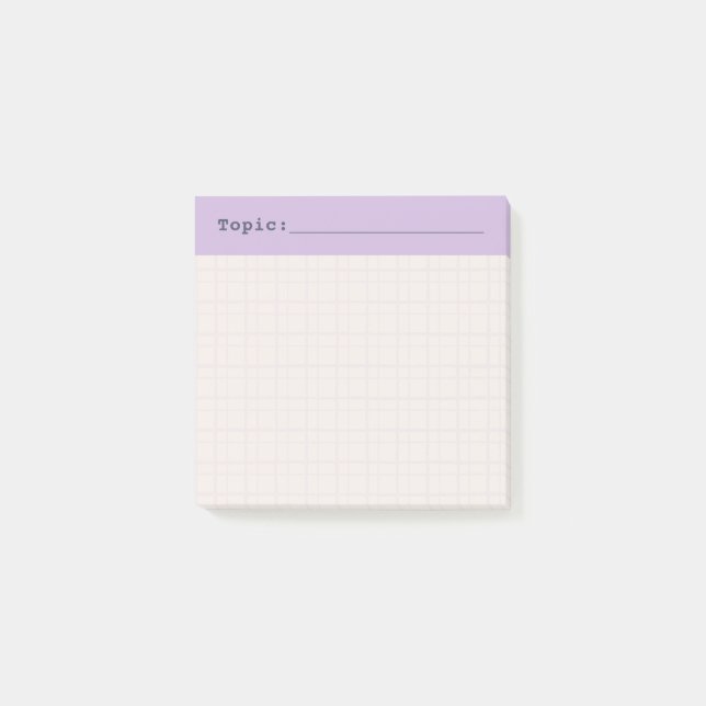 Minimalist HandDrawn Grid Topic Header Lilac Post-it Notes (Front)