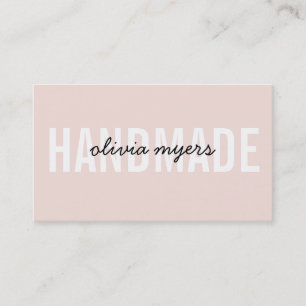 MINIMALIST HANDMADE simple white blush pink black Business Card