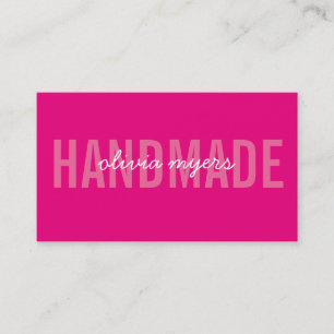 MINIMALIST HANDMADE simple white pretty hot pink Business Card