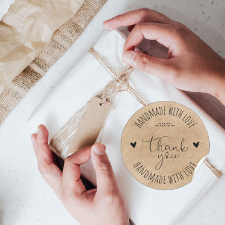 Minimalist Handmade With Love Classic Round Sticker