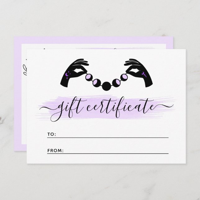 Minimalist Hands Moon Reiki Gift Certificate Card (Front/Back)