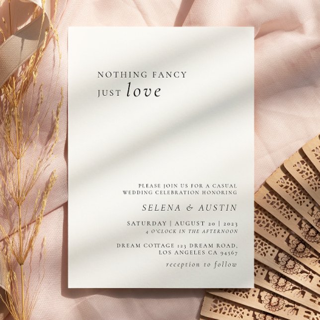 Minimalist Handscript Nothing Fancy Just Love Invi Invitation (Creator Uploaded)