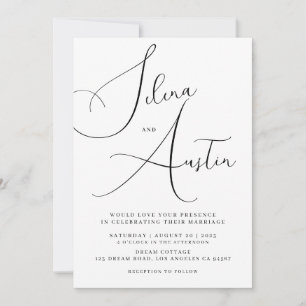 Minimalist Handscript Text and Photo wedding Invitation