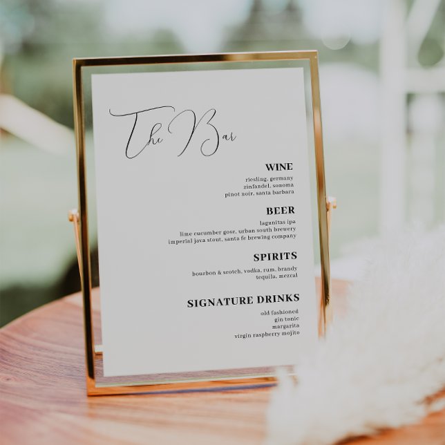 Minimalist Handscript Wedding Drinks Bar Menu  Poster (Creator Uploaded)