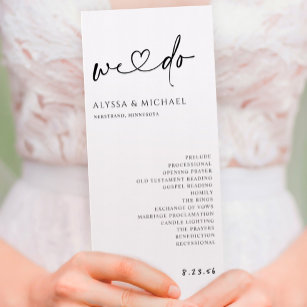 Minimalist Handwriting Simple Modern Wedding Programme