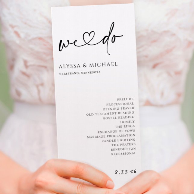 Minimalist Handwriting Simple Modern Wedding Programme (Creator Uploaded)