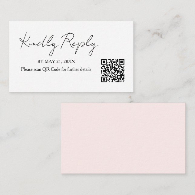 Minimalist Handwriting Wedding QR Code RSVP Card (Front/Back)