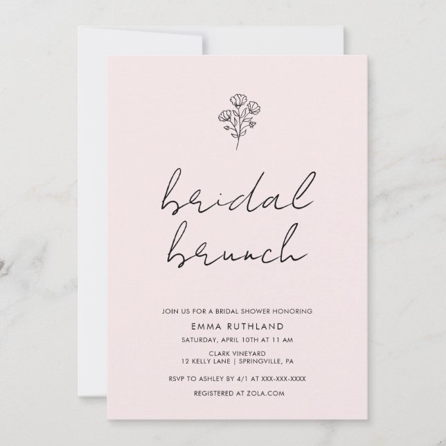 Minimalist Handwritten Bridal Shower Invitation (Front)