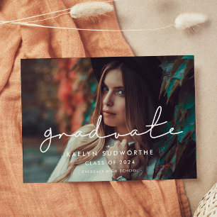 Minimalist handwritten Graduate photo Announcement