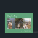 Minimalist Handwritten Green Multi Photo Four Holiday Card<br><div class="desc">Minimalist Handwritten Script Multi Photo Four Holiday Card in Green</div>