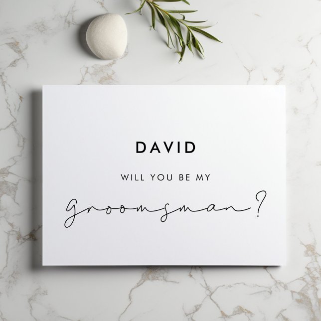 Minimalist handwritten groomsman proposal card (Creator Uploaded)