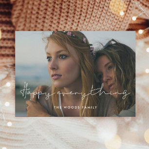 Minimalist Handwritten Happy Everything Photo Holiday Card