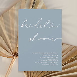 Minimalist Handwritten Heart Bridal Shower  Invitation