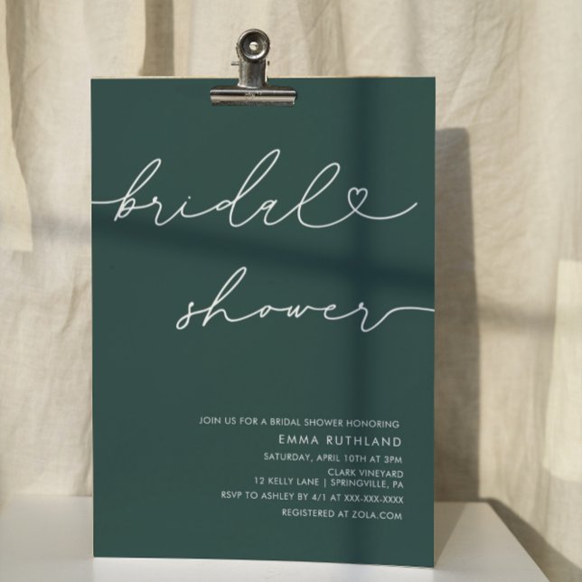 Minimalist Handwritten Heart Bridal Shower Invitation (Creator Uploaded)