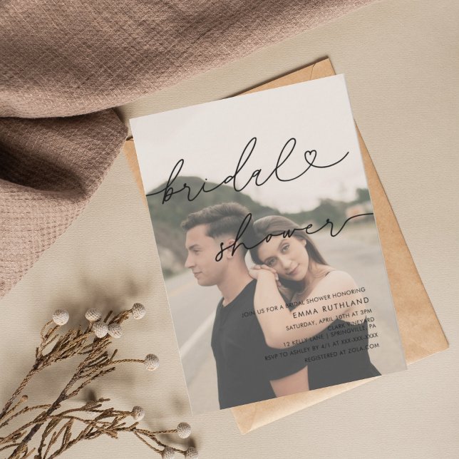 Minimalist Handwritten Heart Bridal Shower  Invitation (Creator Uploaded)