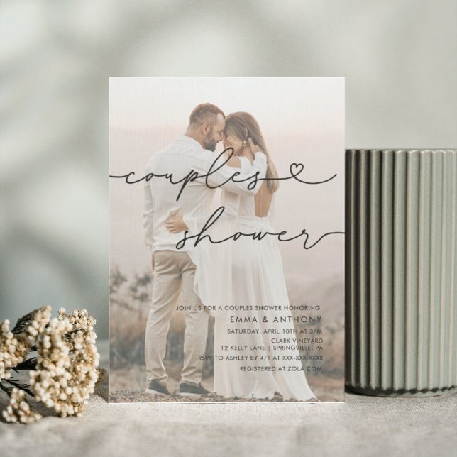 Minimalist Handwritten Heart Couples Shower  Invitation (Creator Uploaded)