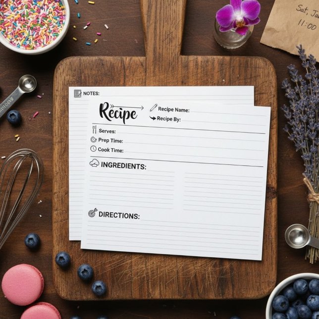 Minimalist Handwritten kitchen Refill Recipe Cards (Minimalist Calligraphy Recipe Card)