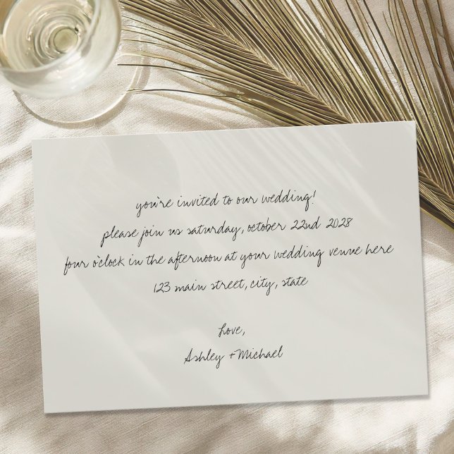 Minimalist Handwritten Letter Wedding Invitation (Creator Uploaded)