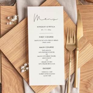 Minimalist handwritten menu