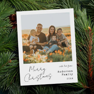 Minimalist Handwritten Merry Christmas Photo Holiday Card