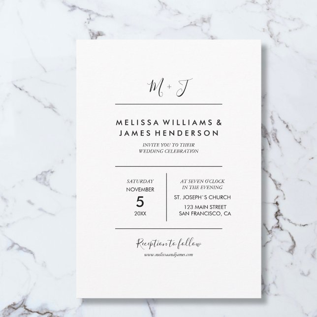 Minimalist Handwritten Monogram Wedding Photo Invitation (Creator Uploaded)
