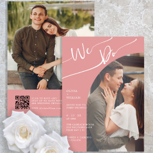 Minimalist Handwritten QR Code Two Photo Wedding Invitation