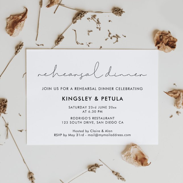 Minimalist handwritten Rehearsal dinner Invitation (Creator Uploaded)