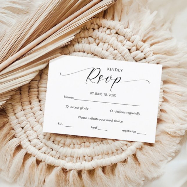 Minimalist Handwritten Script Black & White RSVP Card (Creator Uploaded)