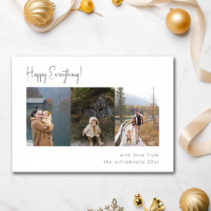 Minimalist Handwritten Script Multi Photo Four Holiday Card