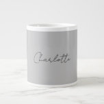 Minimalist Handwritten Script Name Grey Large Coffee Mug<br><div class="desc">This product was very good and I love how easy it is for customise design. The design was very simple so I'm very pleased when I create.</div>